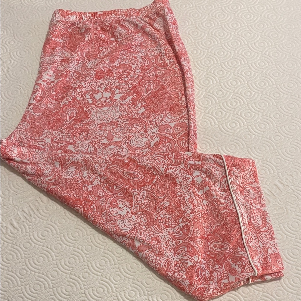 Secret Treasures Coral Pink Paisley Lounge Pants/PJ Cropped Bottoms (Size 3X)